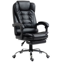 Ergonomic Office Chair, PU Leather Office Chair with Footrest, Reclining Function, Lumbar Support for Home, Office (Black) - USBGY-1HEI